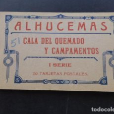 Postales: ALHUCEMAS MARRUECOS ESPAÑOL CUADERNO 20 POSTALES SERIE I COMPLETO CALA DEL QUEMADO Y CAMPAMENTOS. Lote 359530210