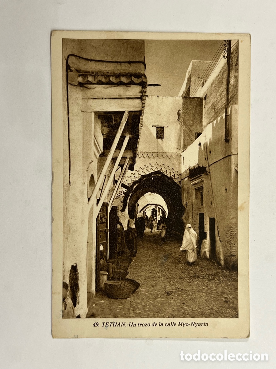 Postales: TETU&Aacute;N. Postal No.49, Un trozo de la calle Myo-Nyarin.. Roysin (a.1945) circulada