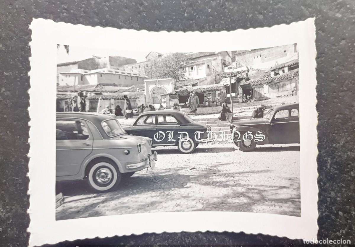 Postales: FOTOGRAFIA DE XAUEN - PROTECTORADO ESPA&Ntilde;OL EN MARRUECOS - COCHES Y TIENDAS - A&Ntilde;O 1955 - CASA ROS - M