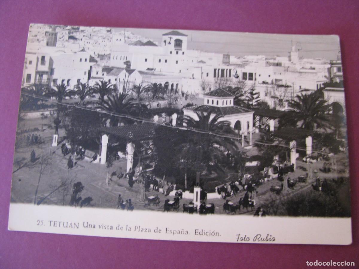 Postales: POSTAL FOTOGRAFICA DE TETUAN. UNA VISTA DE LA PLAZA DE ESPA&Ntilde;A. FOTO RUBIO. ESCRITA 1954