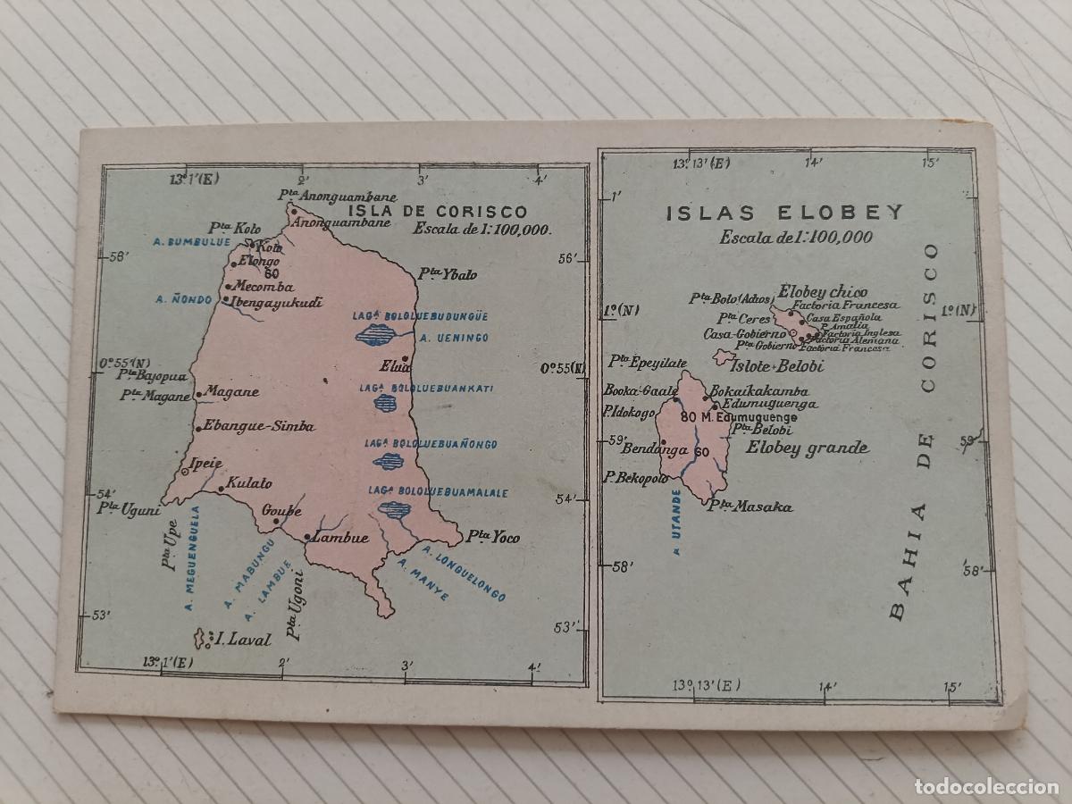 Postales: ELOBEY Y CORISCO, GUINEA ESPA&Ntilde;OLA - POSTAL ATLAS GEOGR&Aacute;FICO DE ESPA&Ntilde;A Y PORTUGAL