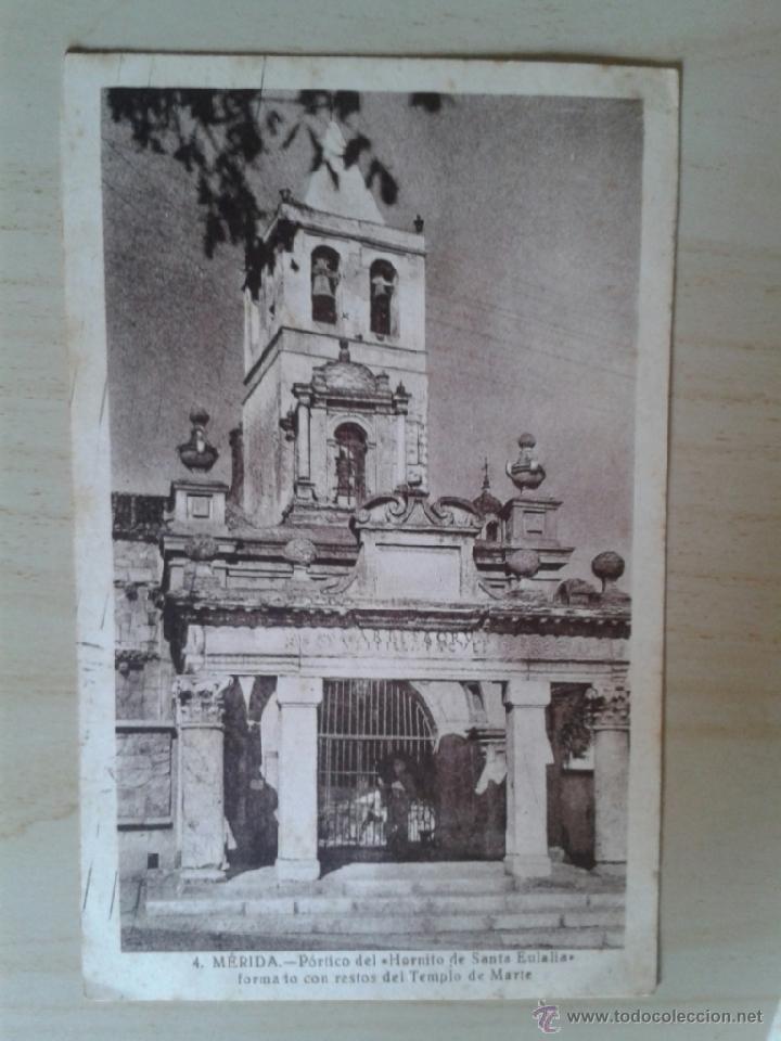 Postales: Postal antigua Badajoz. Mérida. Pórtico del Hornito de Santa Eulalia. Circulada el 04/02/1947. - Foto 1 - 39974034