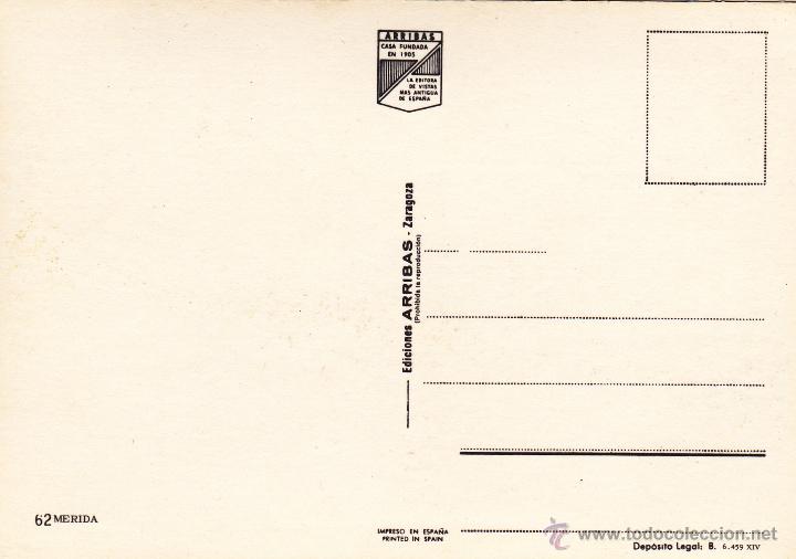 Postales: MERIDA ( BADAJOZ ) - EDICIONES ARRIBAS N&ordm; 62 - Foto 2