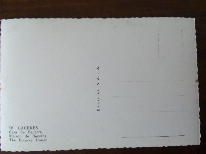 Postales: 58. C&aacute;ceres. Casa de la Becerra. Ediciones VALA. - Foto 2