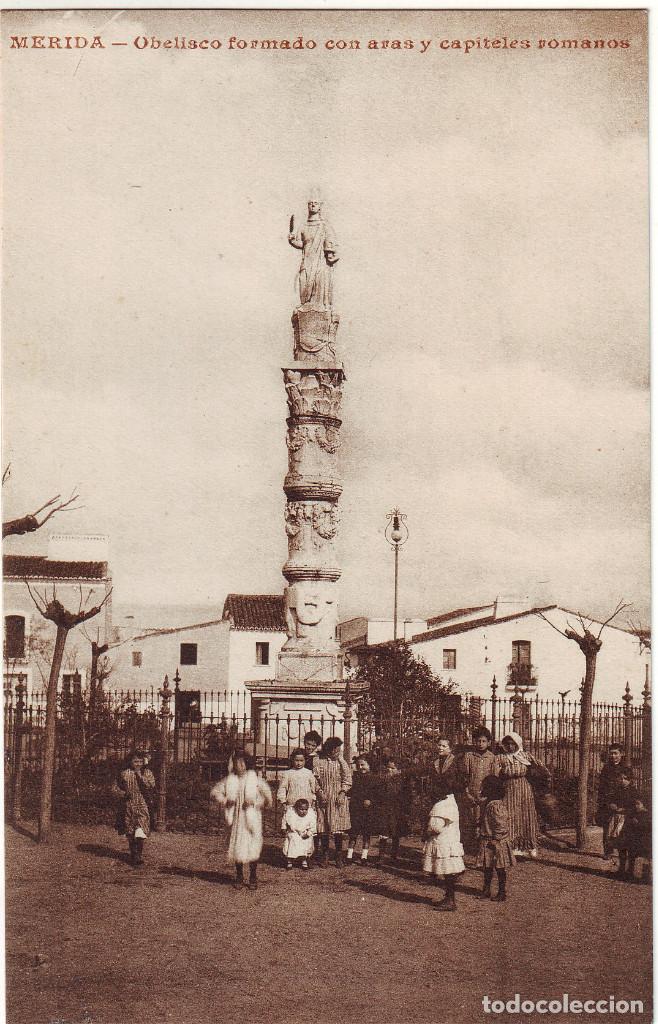 Postales: PB-238 M&Eacute;RIDA OBELISCO FORMADO CON ARAS Y CAPITELES - Foto 1
