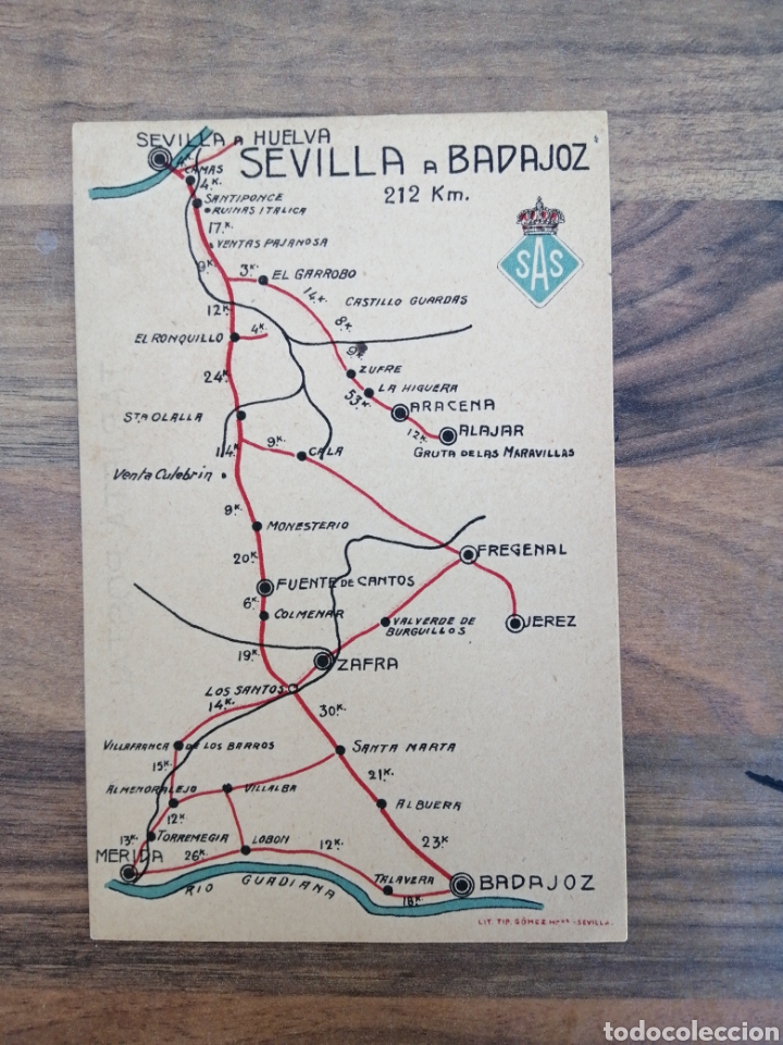 Postales: POSTAL MAPA SEVILLA - BADAJOZ - Foto 1