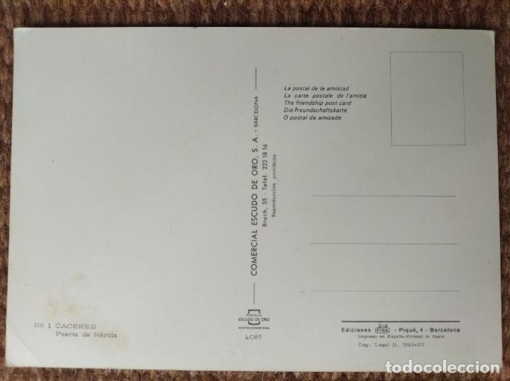 Postales: CACERES - PUERTA DE MERIDA - ESCUDO DE ORO - Foto 2
