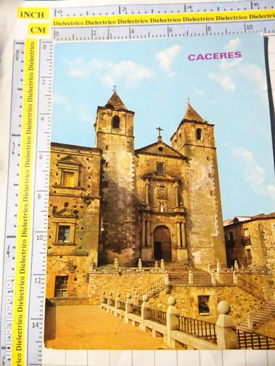 Postkarten: POSTAL DE C&Aacute;CERES. A&Ntilde;O 1970. PLAZA DE SAN JORGE IGLESIA DE SAN FRANCISCO JAVIER 788 PARIS. 1631