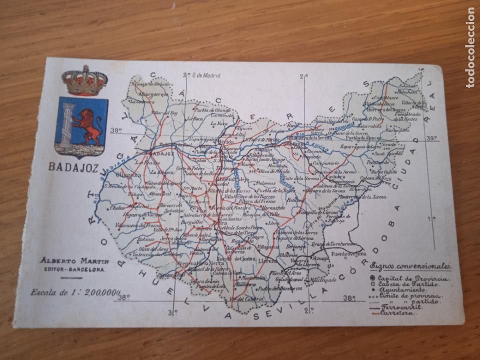 Postales: Badajoz. Mapa, postal antigua - Foto 1