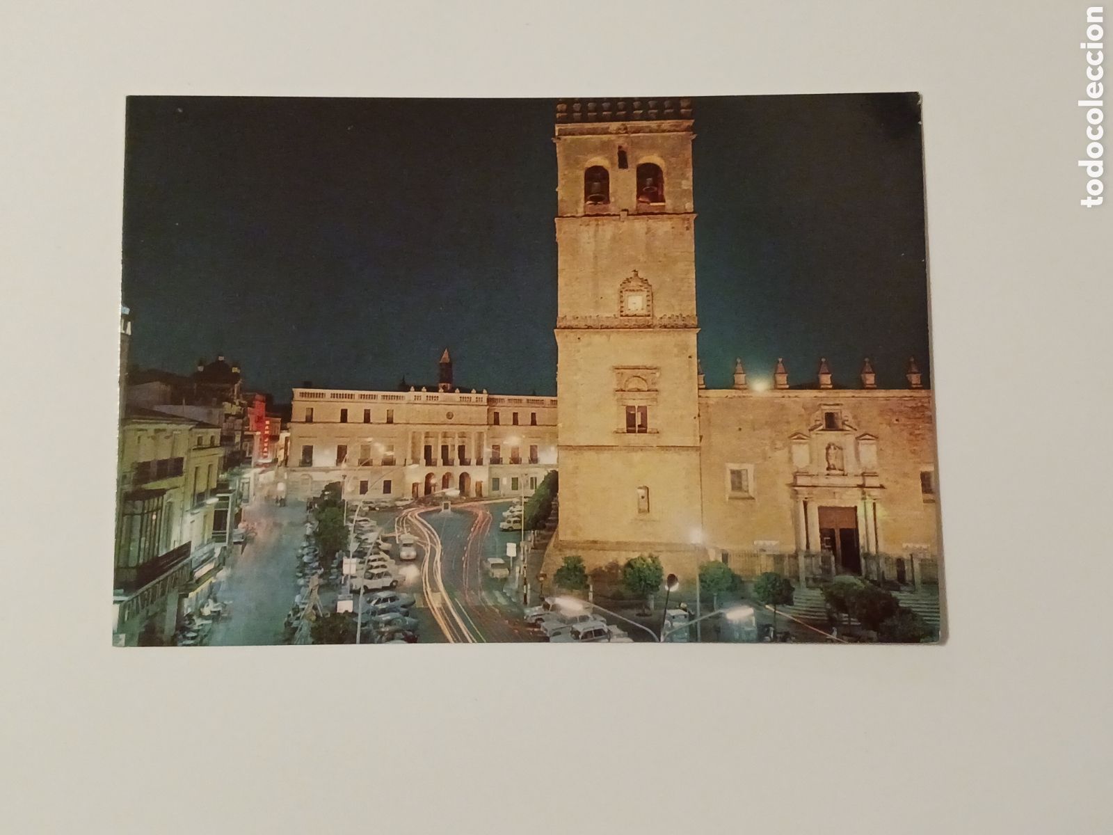 Postales: Badajoz, Vista nocturna de la Catedral y Ayuntamiento.
