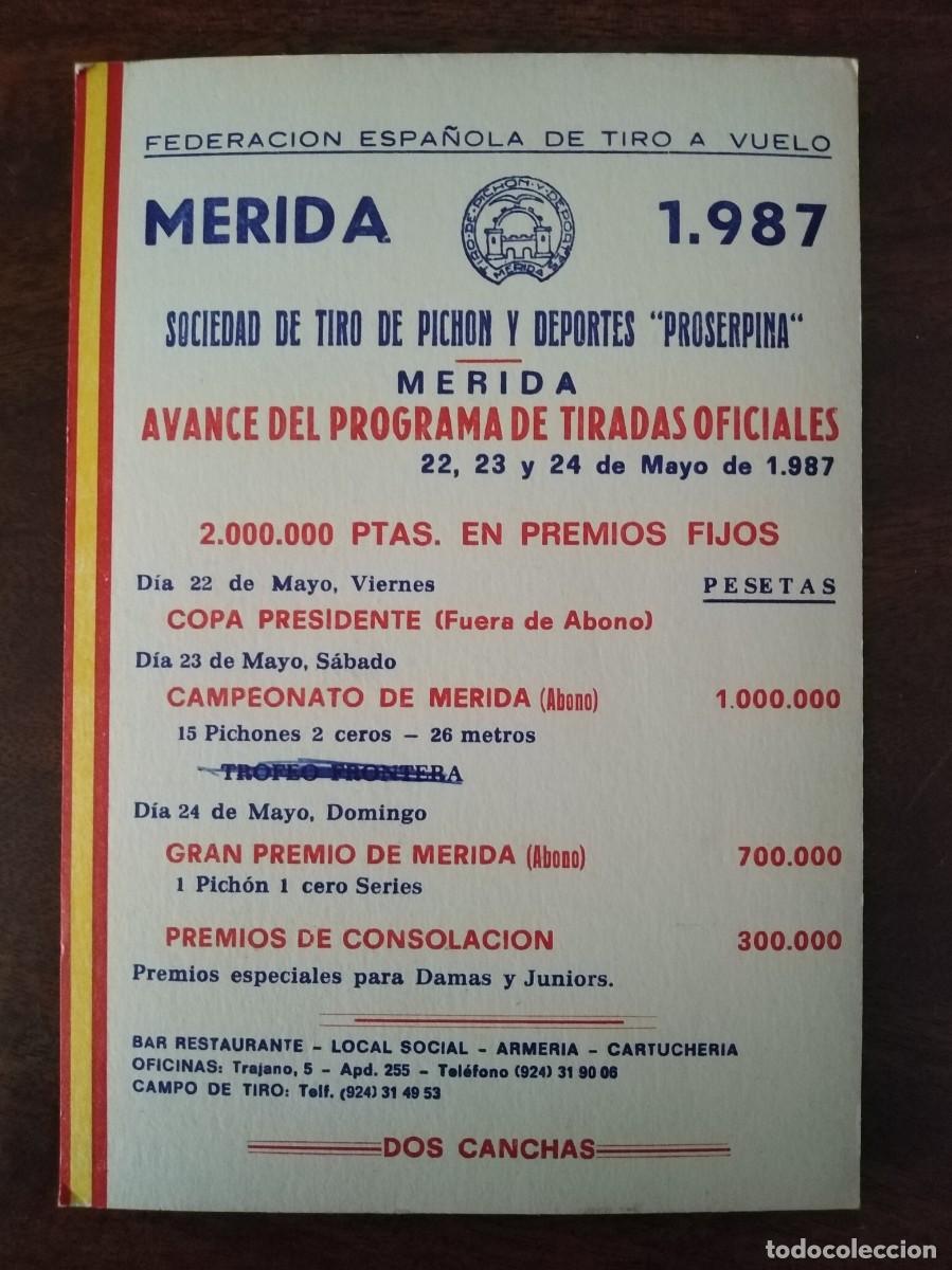 Postales: Postal de Proserpina, M&eacute;rida. Programa Competici&oacute;n de Tiro. 1987 - Foto 2
