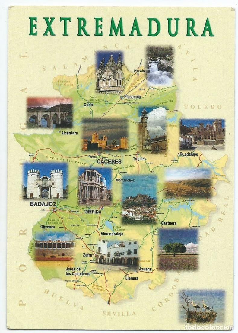 Postales: MAPA DE EXTREMADURA / ESPA&Ntilde;A - Foto 1