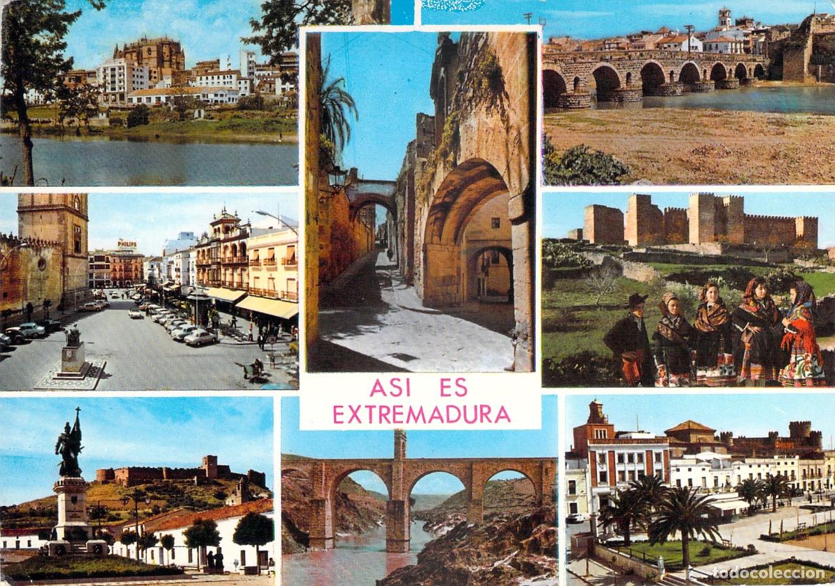 Postales: Postal Multi-vistas de Extremadura con Monumentos y Paisajes Regionales