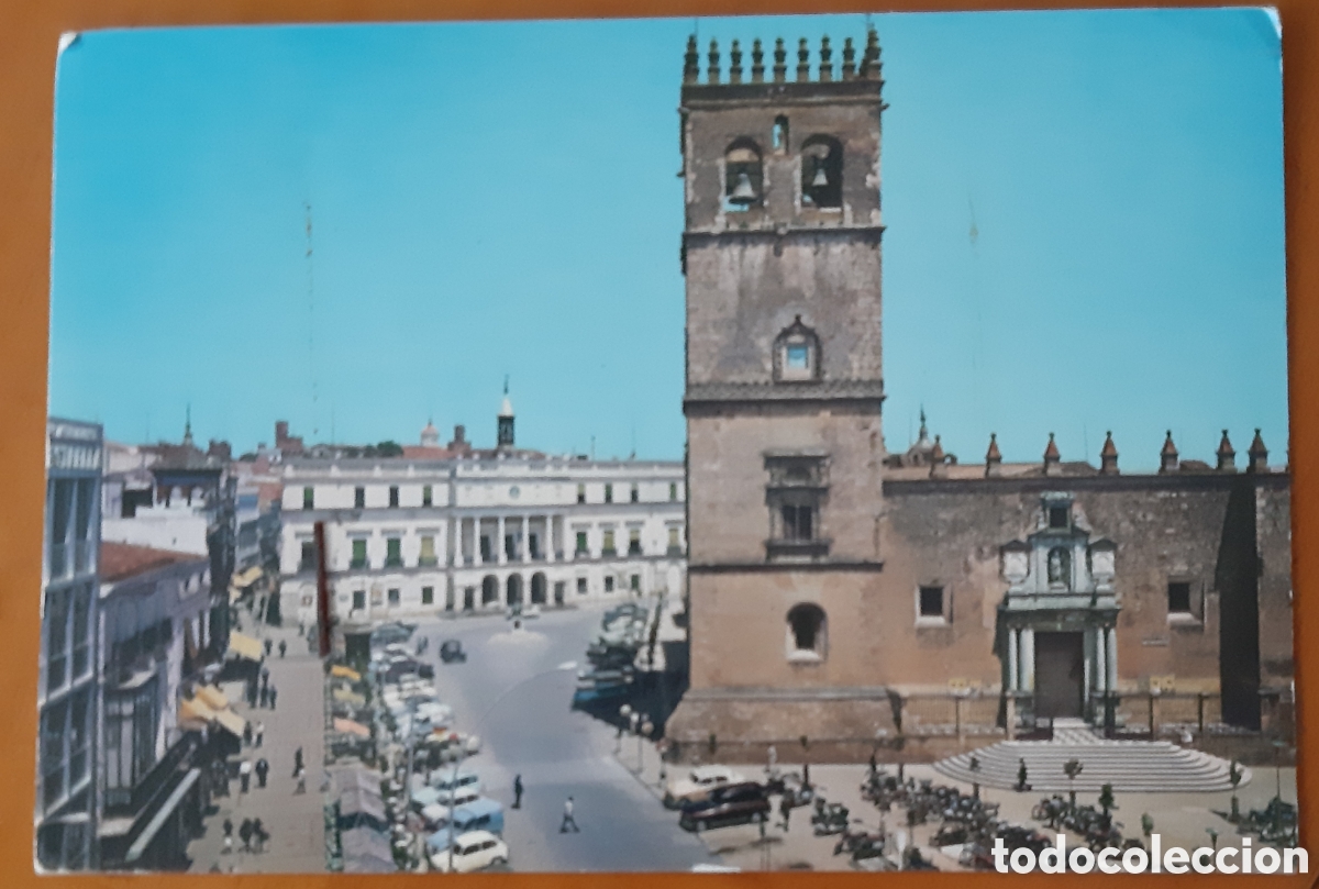Postales: Postal Badajoz. Plaza Espa&ntilde;a y Catedral. Escrita sin circular. R9936