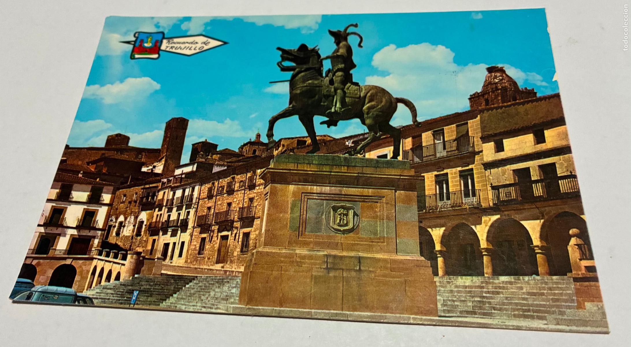 Postales: POSTAL TRUJILLO, Caceres, Plaza Mayor y estatua de Pizarro