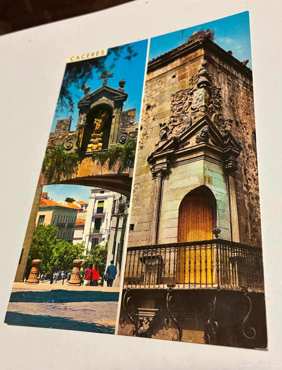Postales: POSTAL CACERES Arco de la Estrella y Balcon de la Casa de Godoy