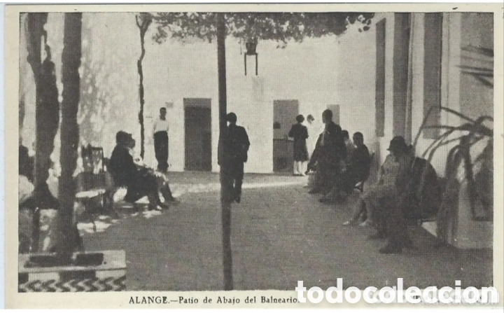 Postales: ALANGE (BADAJOZ) - PATIO DE ABAJO DEL BALNEARIO - FOTO S. &Aacute;LVAREZ - PUBLICITARIA AL DORSO