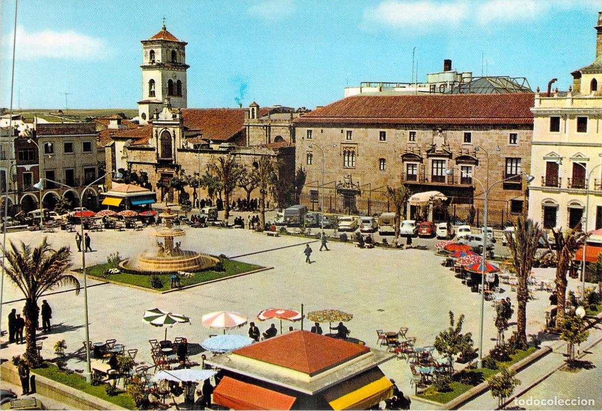 Postales: Postal de M&eacute;rida: Plaza de Espa&ntilde;a y Hotel Emperatriz, Badajoz