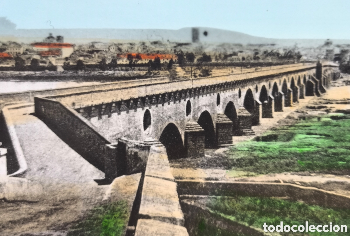 Postales: BADAJOZ PUENTE R&Iacute;O GUADIANA POSTAL FOTOGR&Aacute;FICA COLOREADA EXTREMADURA C. 1955