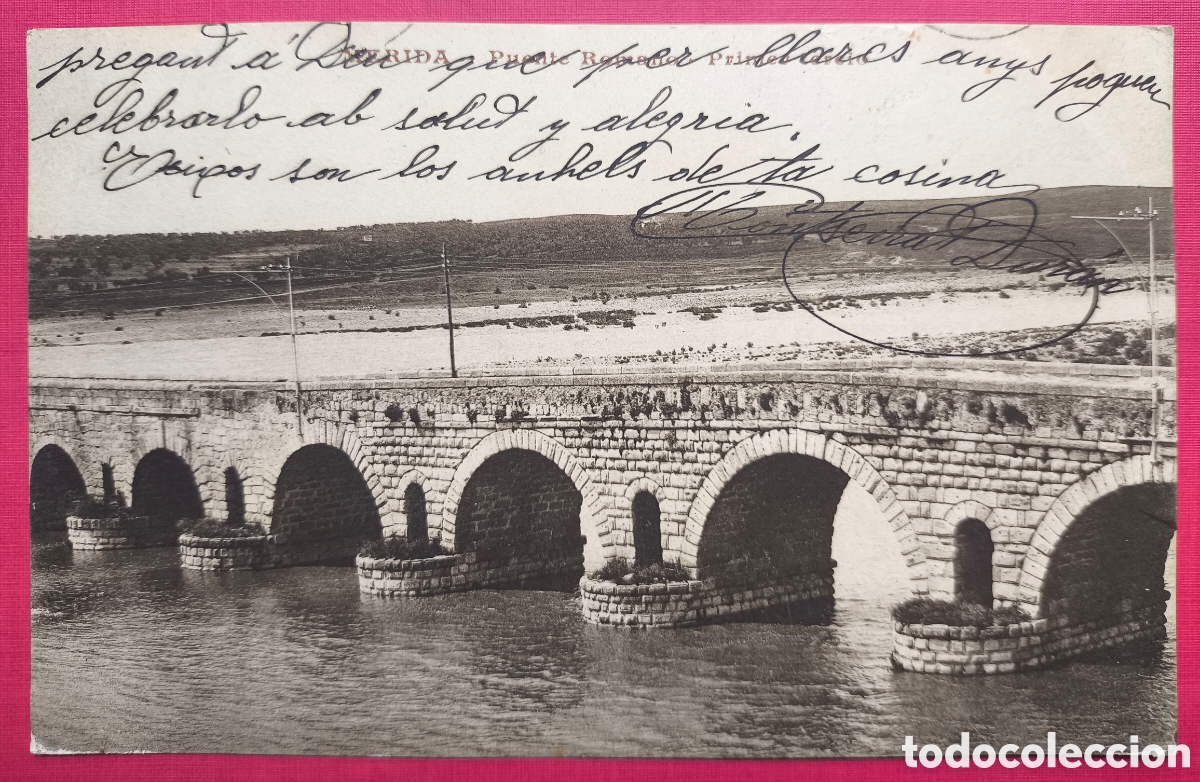 Postales: M&Eacute;RIDA PUENTE R&Iacute;O GUADIANA POSTAL FOTOTIPIA EXTREMADURA C. 1915