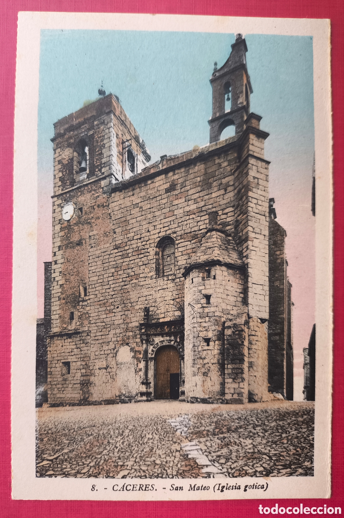 Postales: C&Aacute;CERES IGLESIA SAN MATEO POSTAL A COLOR L. ROISIN EXTREMADURA C. 1930