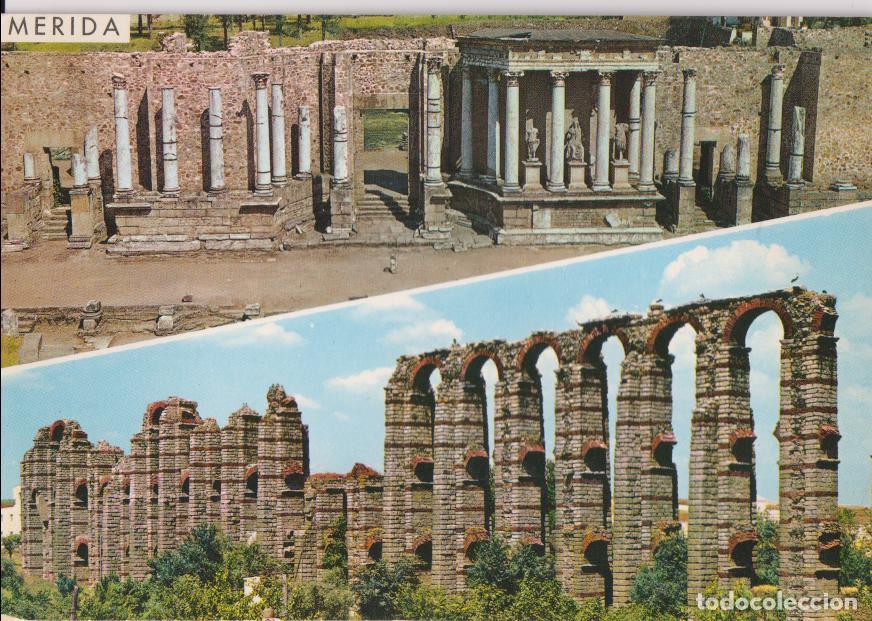 Postales: MERIDA (BADAJOZ) ANFITEATRO Y ACUEDUCTO ROMANOS &ndash; GARCIA GARRABELLA N&ordm;13 &ndash; CIRCULADA