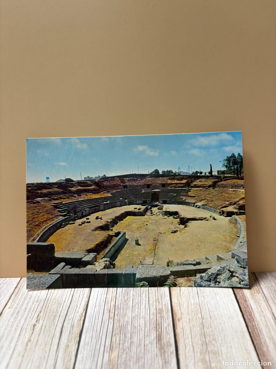 Postales: TARJETA POSTAL. BADAJOZ. 64.- MERIDA. ANFITEATRO ROMANO. VISTA GENERAL. EDICIONES ARRIBAS