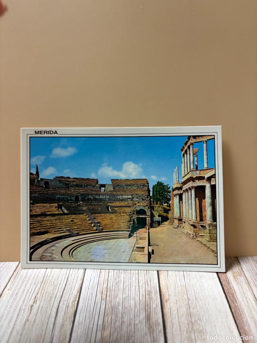 Postales: TARJETA POSTAL. BADAJOZ. 74.- M&Eacute;RIDA. TEATRO ROMANO. DETALLE DEL CONJUNTO. EDICIONES ARRIBAS