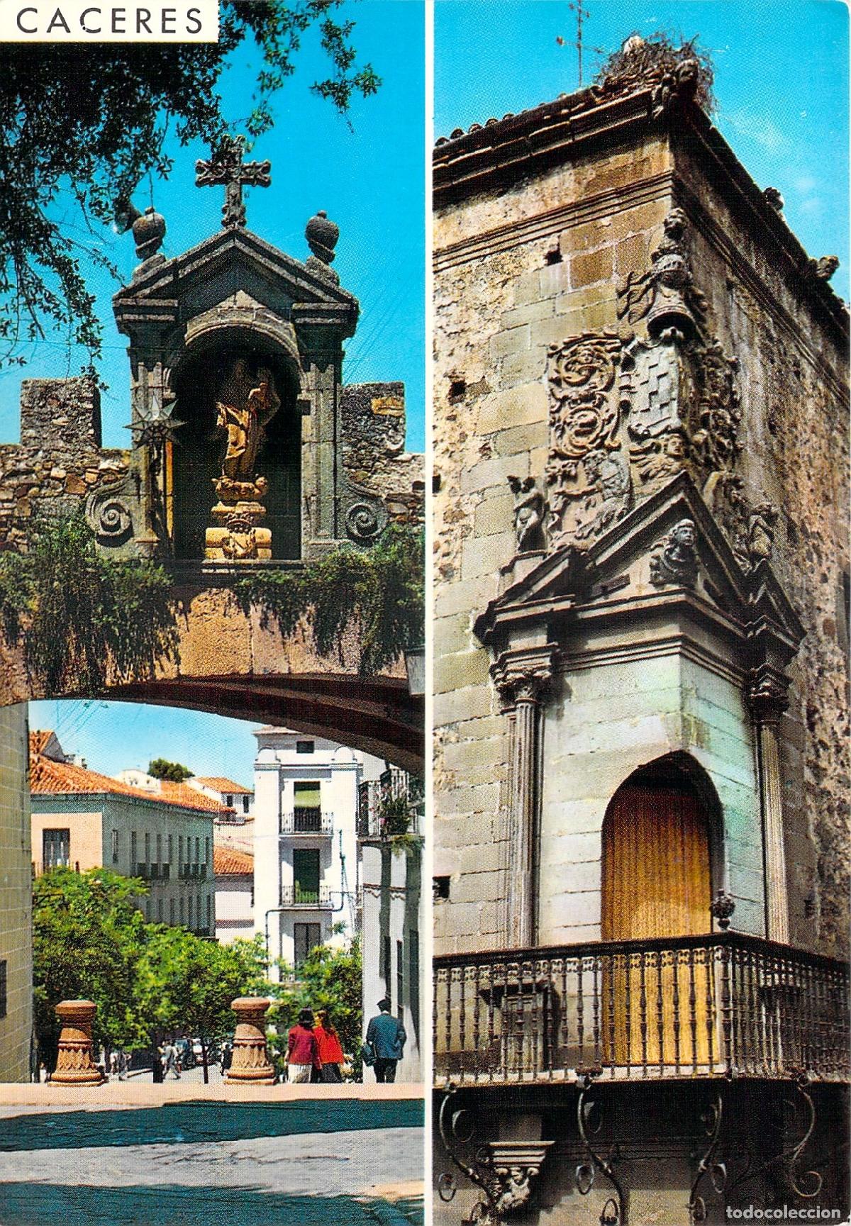 Postales: Postal de C&aacute;ceres: Arco de la Estrella y Casa de Godoy