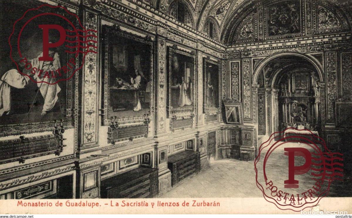 Postcards: CACERES. GUADALUPE. LA SACRISTIA Y LIENZOS DE ZURBARAN.