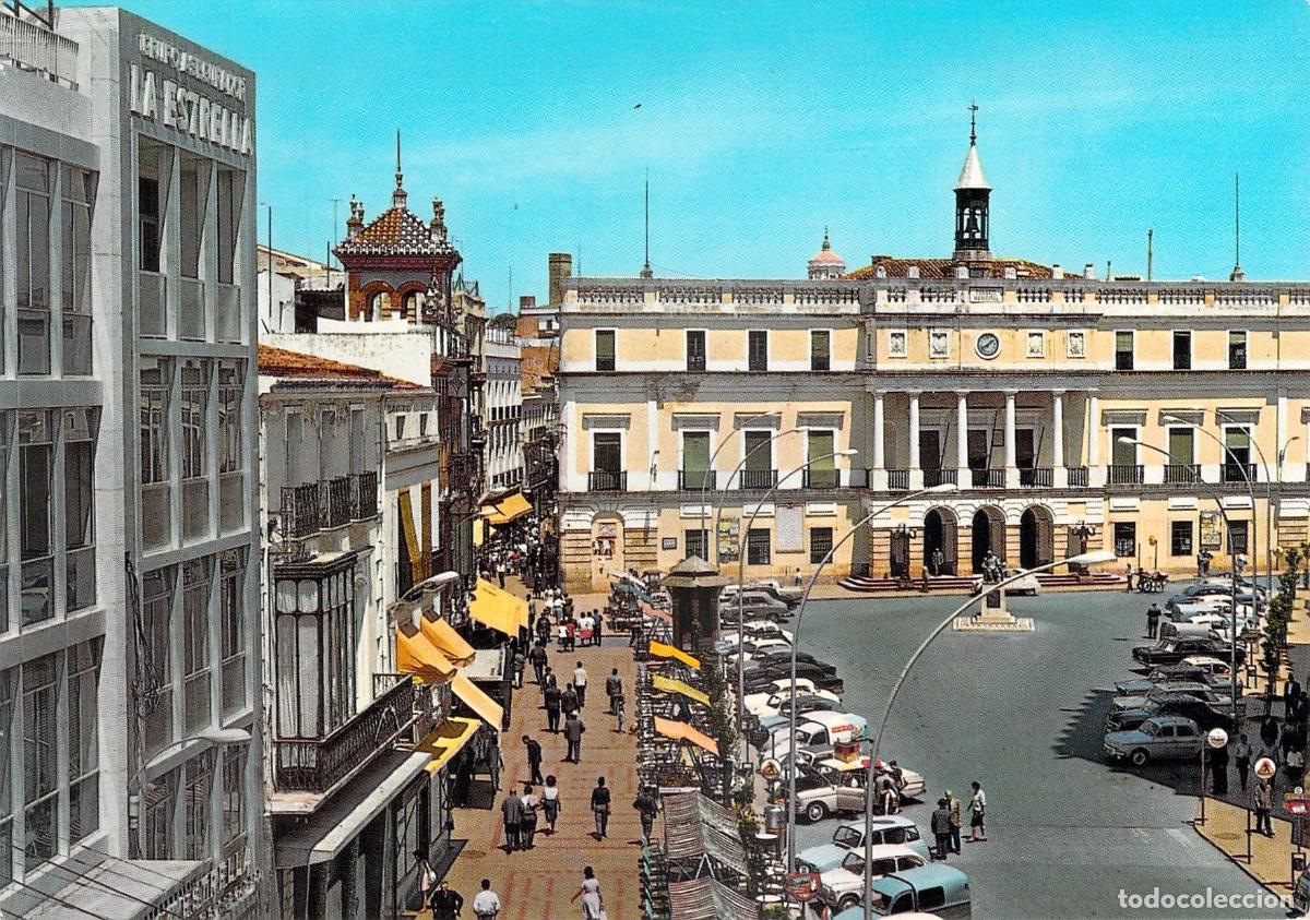 Postales: Postal de Badajoz - Plaza de Espa&ntilde;a y Ayuntamiento