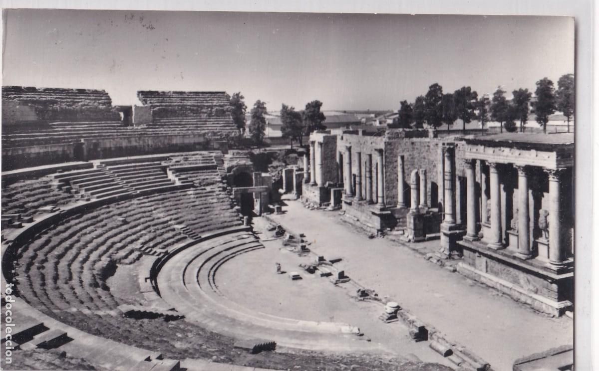 Postales: n&ordm; 1 MERIDA-TEATRO ROMANO-FISA- Circulada en 961 sello desprendido.