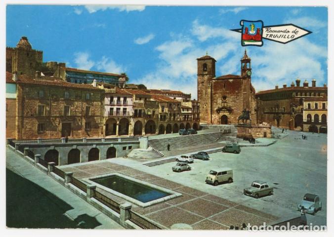 Postales: em04731 trujillo plaza mayor 1967 pergamino n&ordm;7002 sc 4cv dkw seat 1400 2 cv renault 4