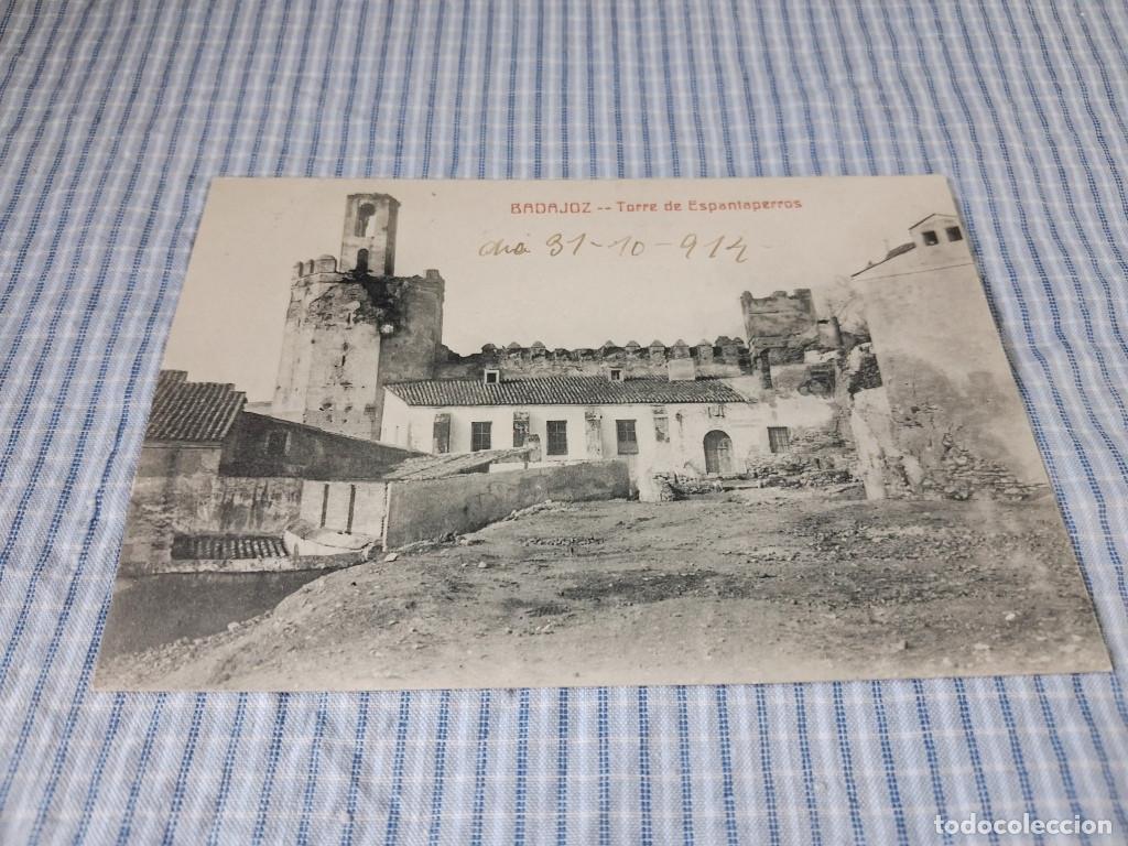 Postales: Postal antigua Extremadura. Badajoz. Torre de Espantaperros. Escrita.