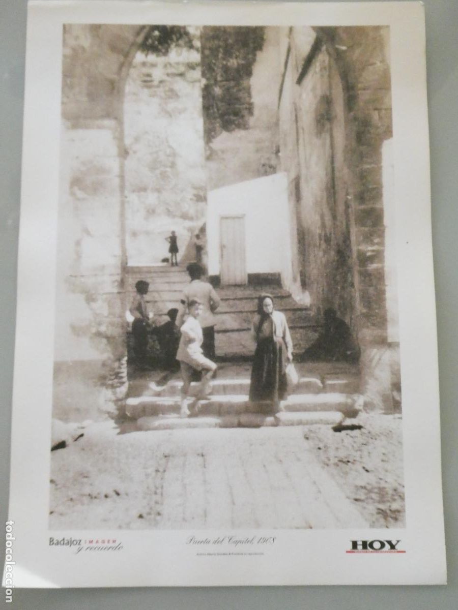 Postales: L&Aacute;MINA FOTO FOTOGRAF&Iacute;A FACS&Iacute;MIL BADAJOZ IMAGEN Y RECUERDO. PUERTA DEL CAPITEL 1908 34X24CM 29