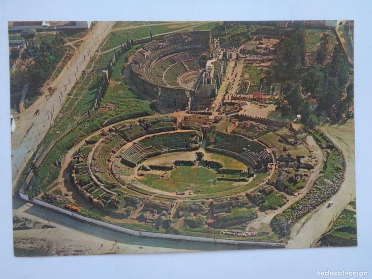 Postales: POSTAL DE MERIDA ( BADAJOZ - EXTREMADURA ): TEATRO Y ANFITEATRO ROMANOS, VISTA AEREA
