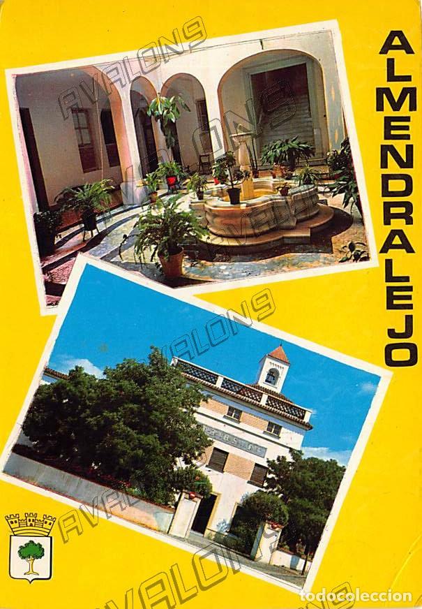 Postales: Entrada y patio del Hospital, Asilo Ntra. Sra. Del Pilar en Almendralejo (Badajoz) - 1969 escrita