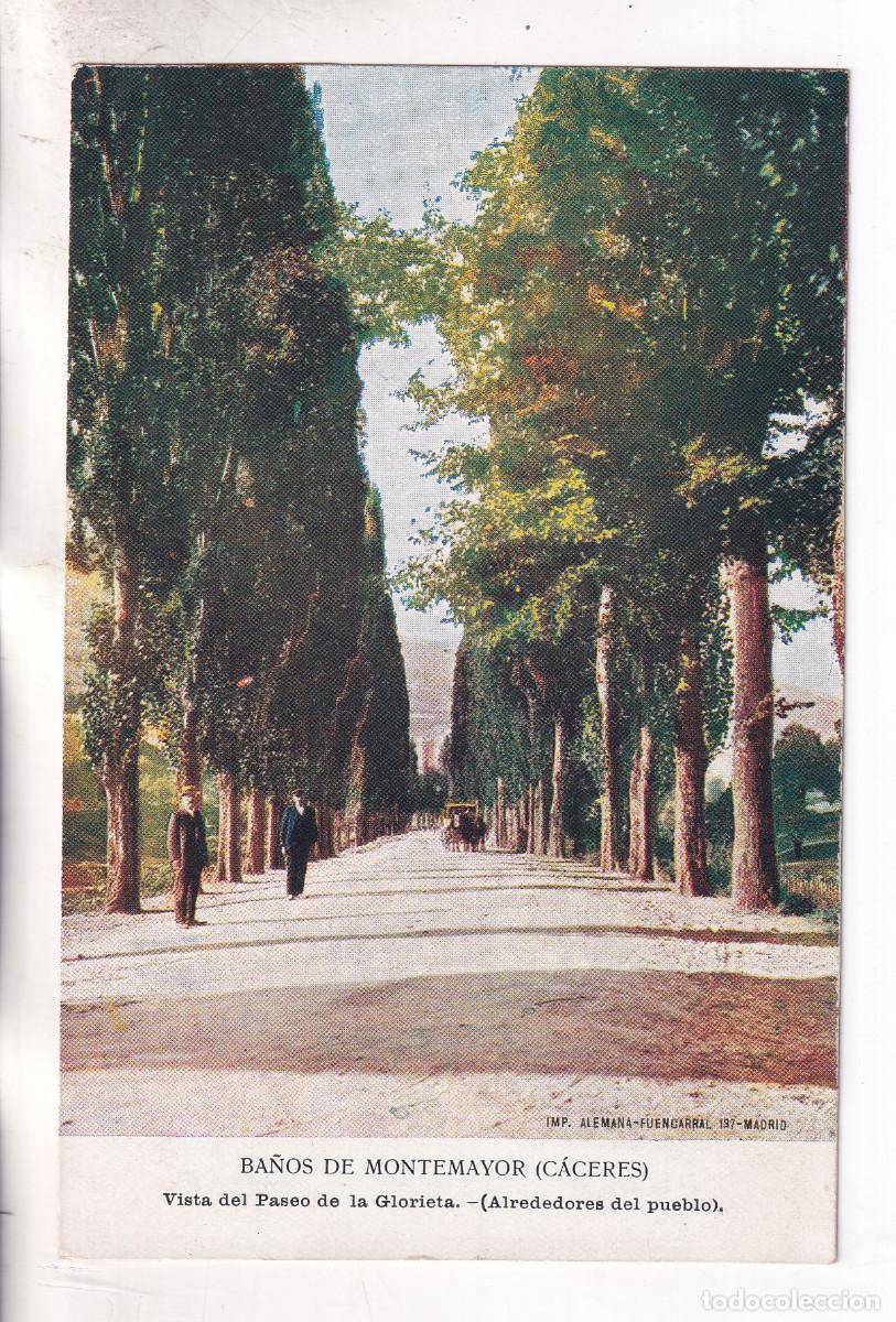 Postales: POSTAL. BA&Ntilde;OS DE MONTE&Ntilde;AYOR. C&Aacute;CERES. VISTA DEL PASEO DE LA GLORIETA. ALREDEDORES DEL PUEBLO