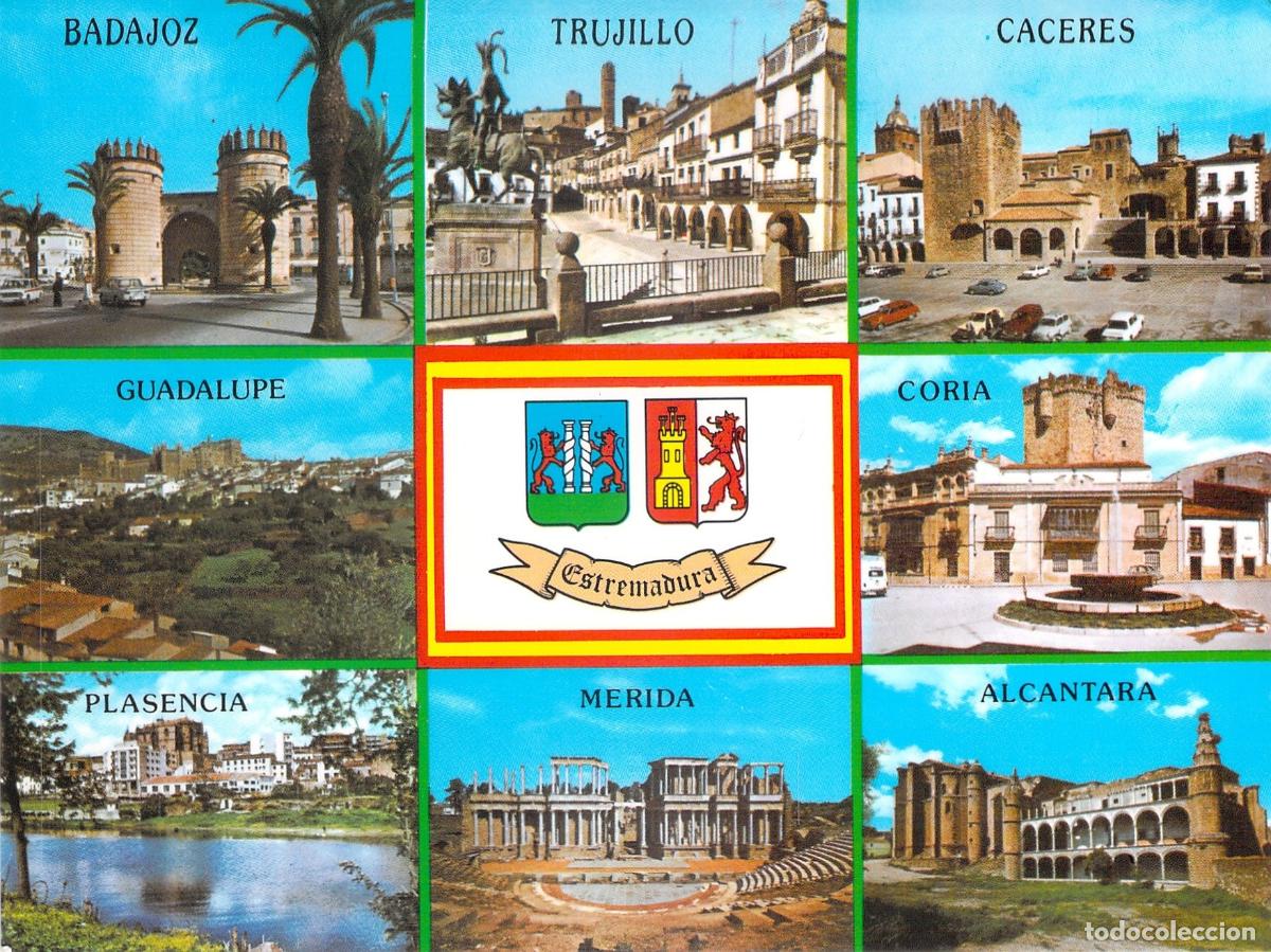 Postales: Postal de Extremadura: Badajoz, C&aacute;ceres, M&eacute;rida, Trujillo, Guadalupe y m&aacute;s