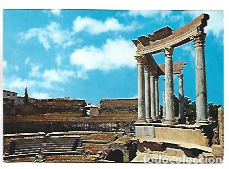 Postales: DETALLE COLUMNATA DE ESCENA RESTAURADA, TEATRO ROMANO.- MERIDA / BADAJOZ