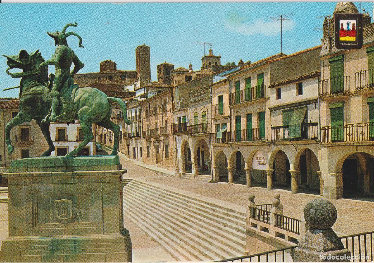 Postales: TRUJILLO (C&Aacute;CERES) ESTATUA ECUESTRE DE FRANCISCO PIZARRA - ESCUDO DE ORO N&ordm;6 - S/C