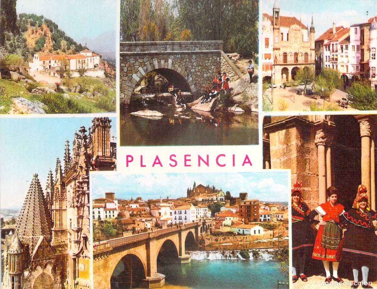 Postales: Postal de Plasencia con vistas panor&aacute;micas y tradiciones locales