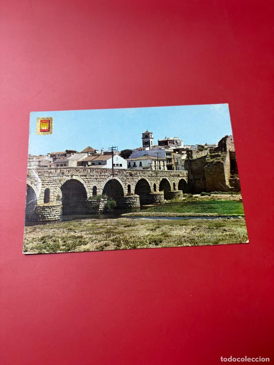 Postales: TARJETA POSTAL. BADAJOZ. MERIDA. N&ordm; 9.- PRIMER TRAMO PUENTE ROMANO SOBRE EL R&Iacute;O. ESCUDO DE ORO