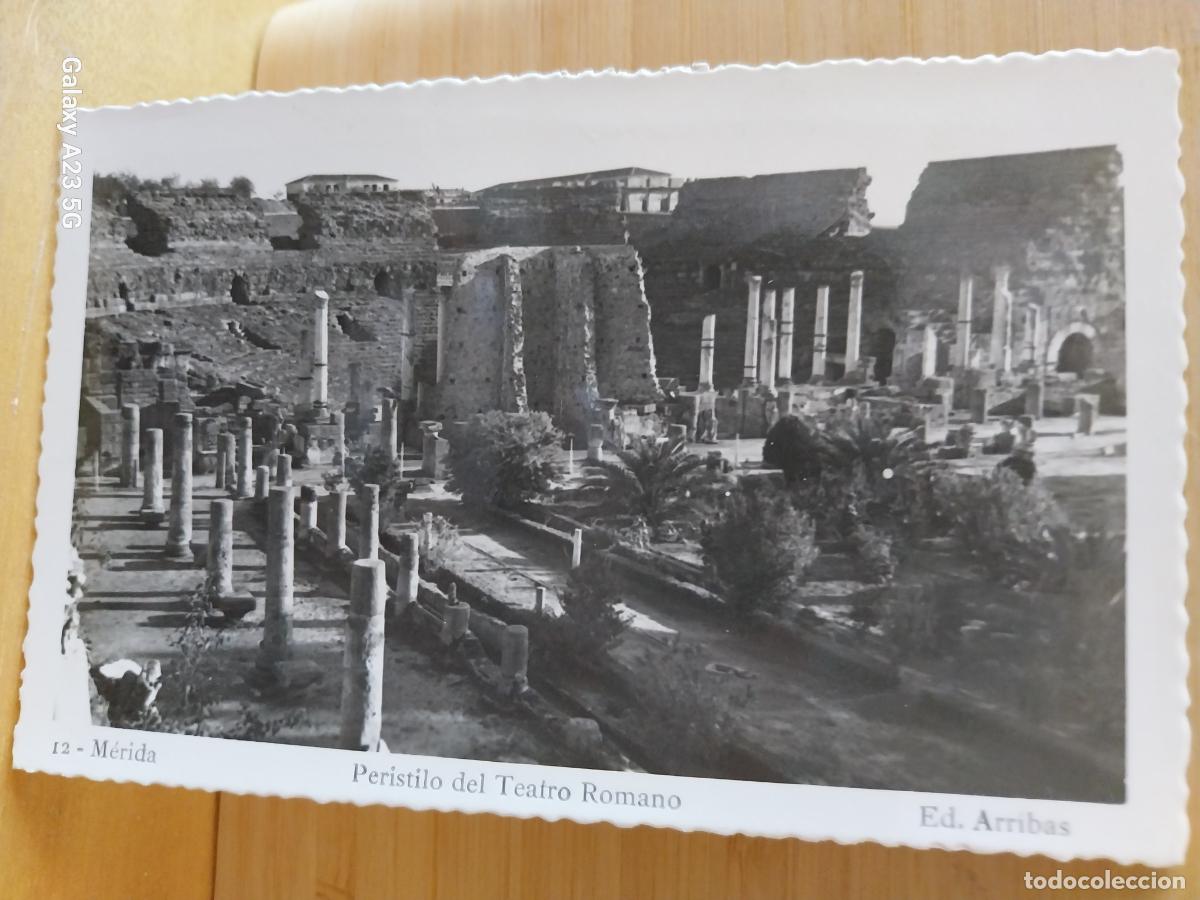 Postkarten: MERIDA TEATRO ROMANO PERISTILO ED ARRIBAS 12 CIRCULADA A&Ntilde;O 1954 ORIGINAL