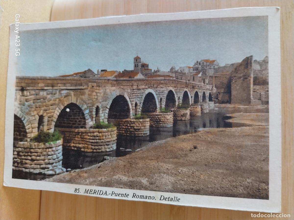 Cartes Postales: MERIDA PUENTE ROMANO CIRCULADA A&Ntilde;O 1951 ORIGINAL COLOREADA