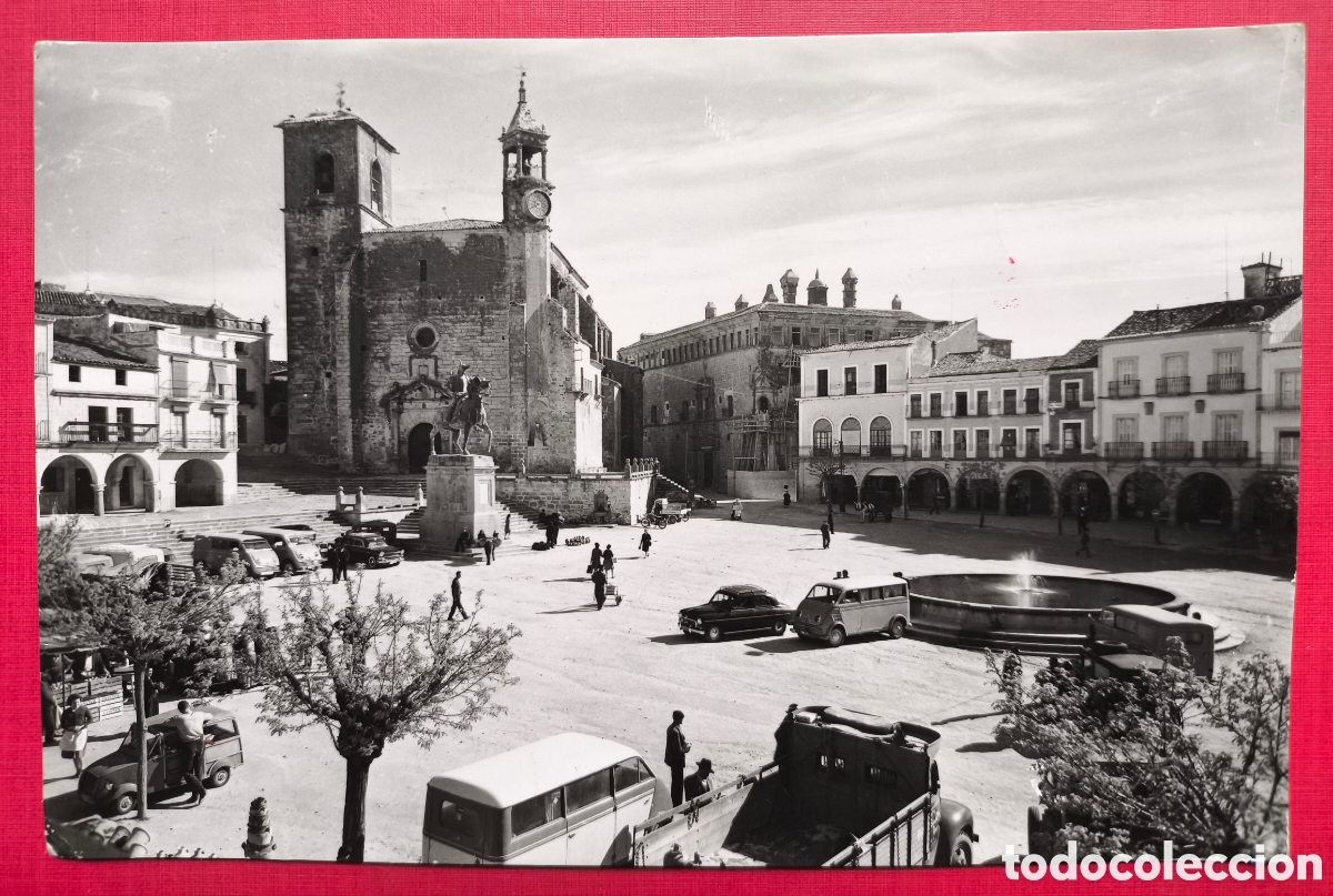 Postcards: TRUJILLO PLAZA MAYOR POSTAL FOTOGR&Aacute;FICA ANIMADA C&Aacute;CERES EXTREMADURA C. 1960