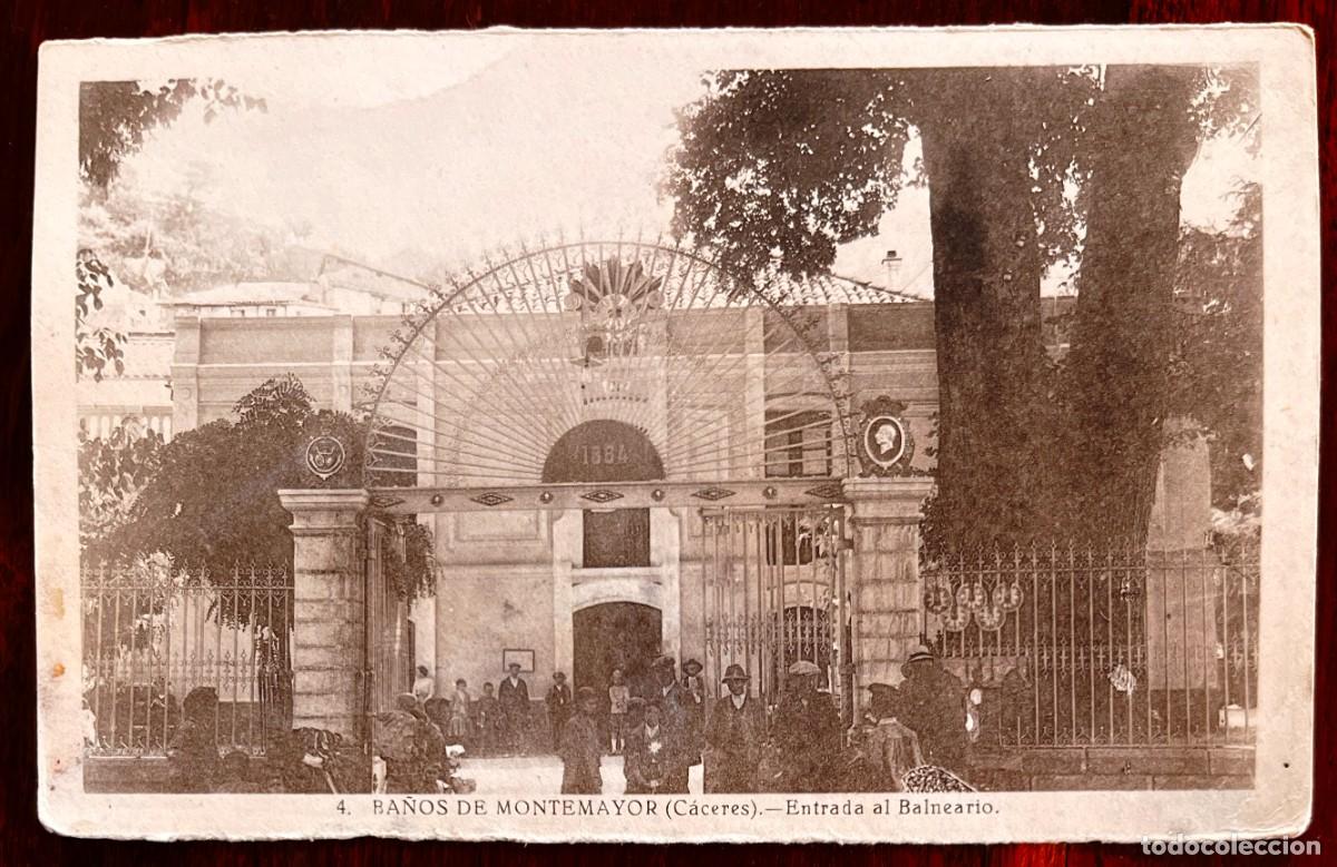 Postales: Ba&ntilde;os de Montemayor (Caceres), entrada al balneario, 4, no consta marca editorial