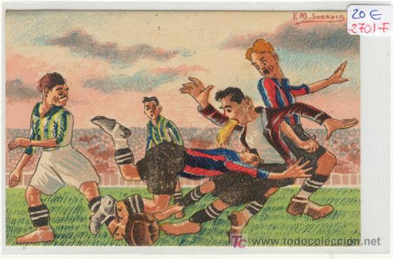 Sports collectibles: (2701-F) POSTAL FUTBOL A&Ntilde;OS 20 DIBUJANTE SURROCA
