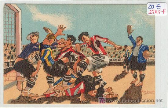 Sammelleidenschaft Sport: (2703-F) POSTAL FUTBOL A&Ntilde;OS 20 DIBUJANTE SURROCA