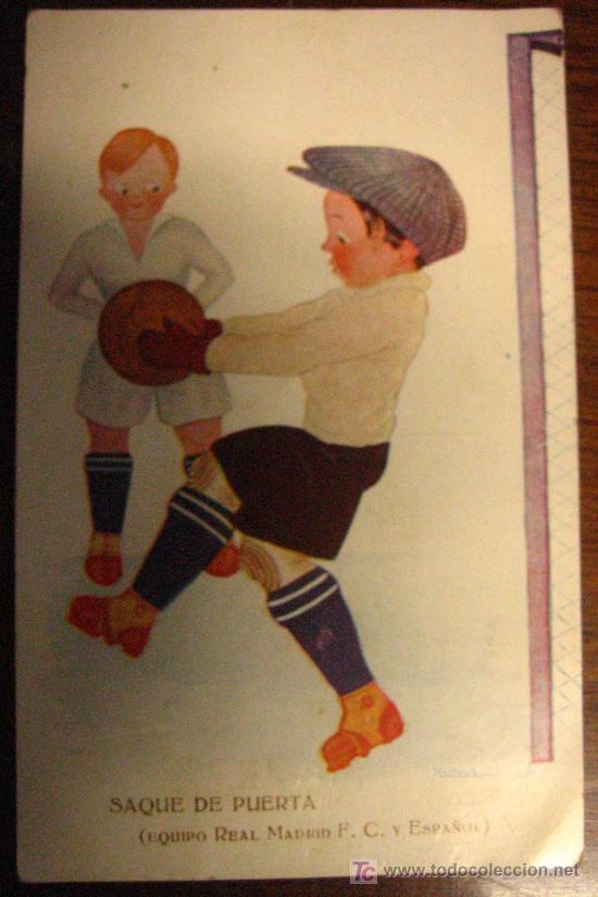 Coleccionismo deportivo: Postal Real Madrid y Espa&ntilde;ol - Foto 1
